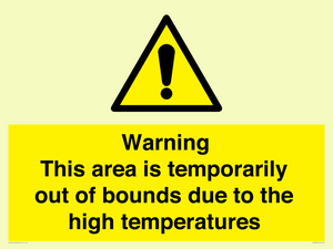 Warning This area is temporarily out of bounds due to the high temperatures